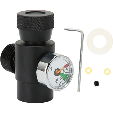 Adaptateur de Recharge pour Bouteille CO2 CGA320 // Manomètre TR21-4 ASA 3000psi Noir
