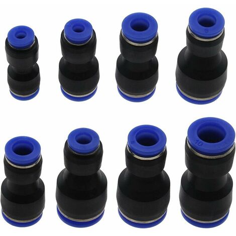 Adaptateur de réducteur de raccords de tuyauterie à poussoir pneumatique en plastique Raccord rapide24pièces (le noir)