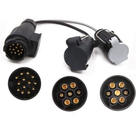 Adaptateur de remorquage électrique 13 broches vers 12N + 12S 7 broches, convertisseur de caravane 13 broches adaptateur de conversion pour remorque