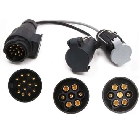 Adaptateur de remorquage électrique 13 broches vers 12N + 12S 7 broches, convertisseur de caravane 13 broches adaptateur de conversion pour remorque