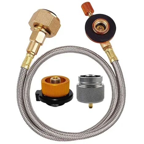Adaptateur de remplissage pour bouteille de gaz, brûleur pour réchaud de camping, brûleur de randonnée, brûleur extérieur, réservoir de gaz, vanne de raccordement pour fournaise, tuyau tressé, réchaud