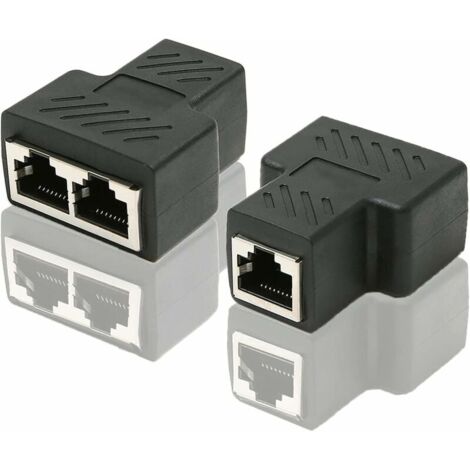 Adaptateur de répartiteur de Port Ethernet RJ45 CAT6 LAN 1 à 2 Coupleur de Port Femelle Double Femelle à Femelle, Paquet de 2 et Noir-LIAIKI