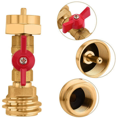 Adaptateur de réservoir de propane de 20 lb à 1 lb avec valve pour bouteilles jetables de 1 lb/16,4 oz