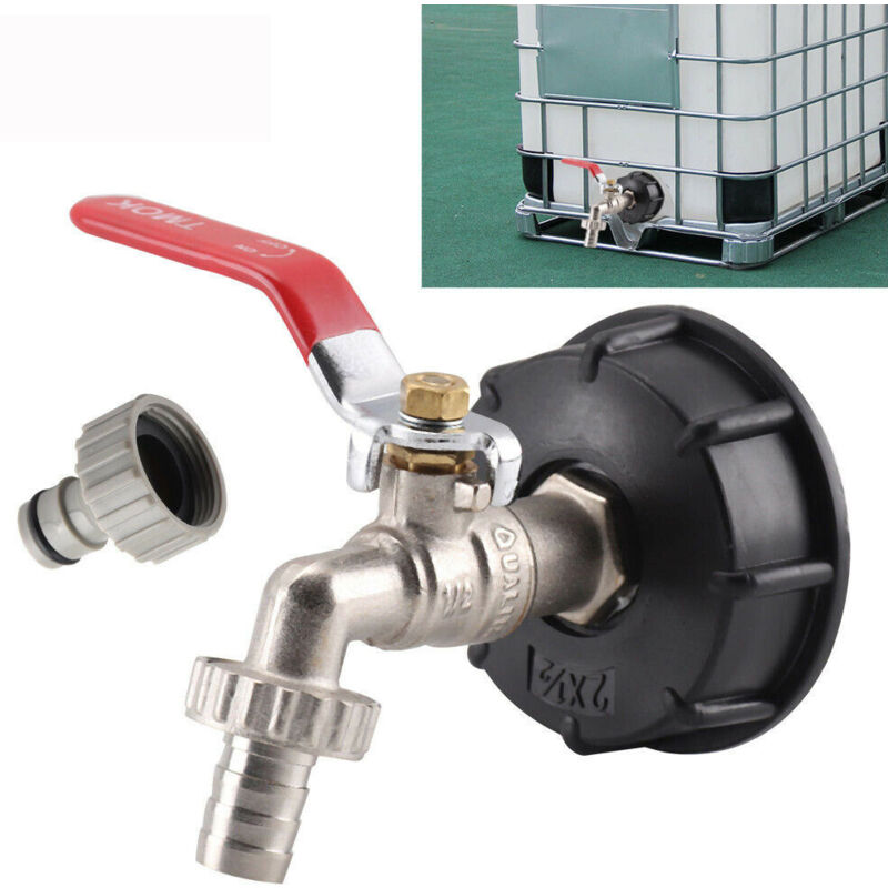 Adaptateur de réservoir de vidange ibc pour Robinet de Jardin en Laiton avec raccord de Tuyau, raccord cuve 1000 litres 12,7 mm