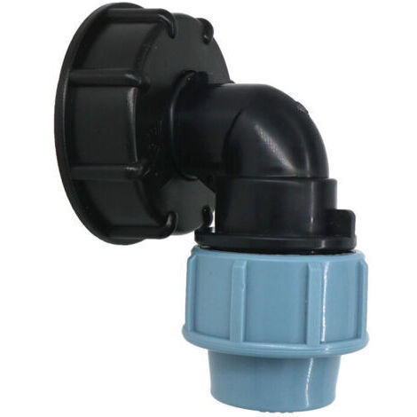 Adaptateur de réservoir IBC, adaptateur pour réservoir d'eau IBC S60X6 avec connecteur coudé en polyéthylène moyenne densité de 25 mm compatible avec les conteneurs IBC standard britan