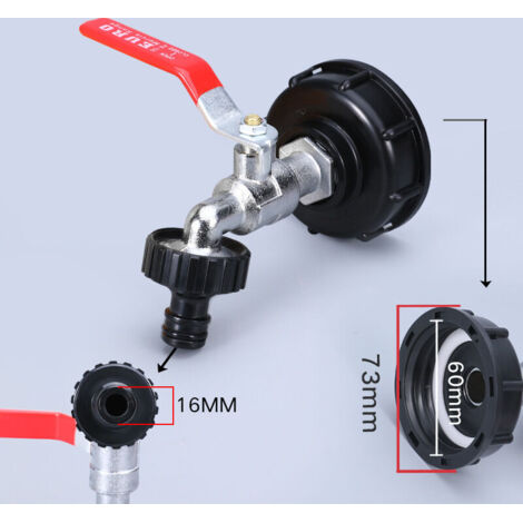 Adaptateur de réservoir pour connecteur fileté IBC 1/2, robinet de collecteur de pluie de robinet de réservoir 1000L, robinet de sortie de robinet