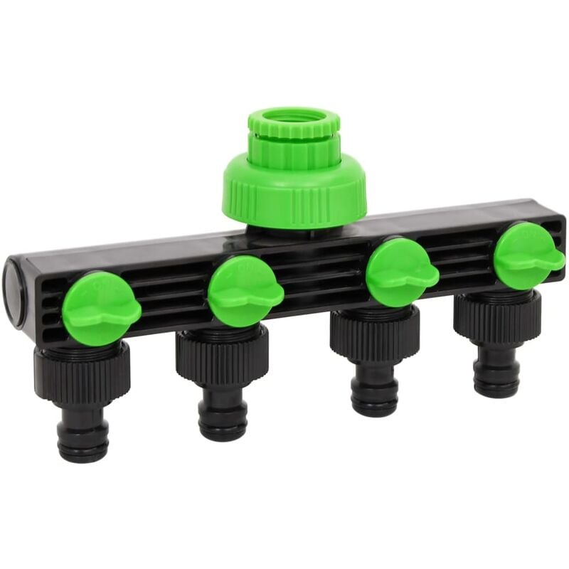 Adaptateur de robinet à 4 voies vert/noir 19,5x6x11 cm ABS & PP