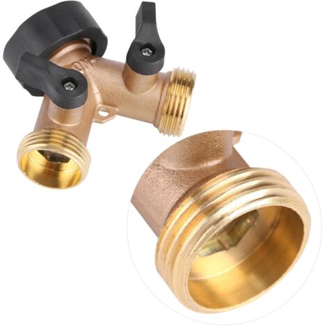 Adaptateur de Robinet de Jardin en Cuivre 2 Voies Y 3/4" Standard Européen Raccord Double Branche