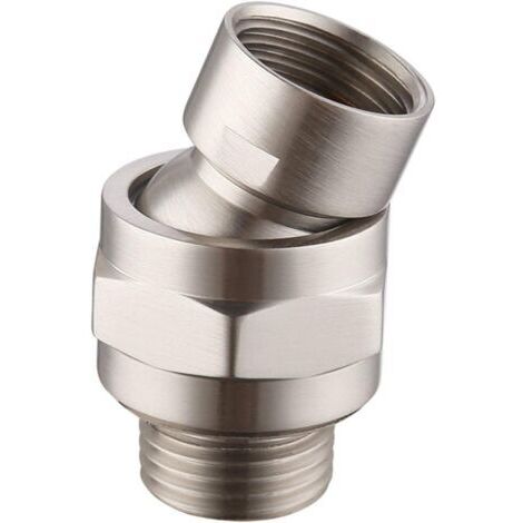 Adaptateur de rotule pivotante pour pommeau de douche - Connecteur de douche en laiton massif, composant d'extension de bras de douche universel réglable à rotule(Brossé)