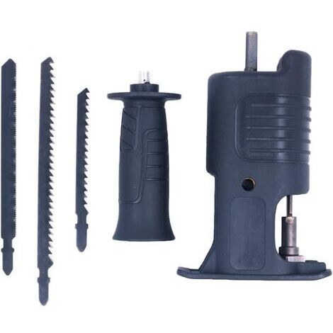 Adaptateur de scie alternative portable avec 3 lames - Accessoire de perceuse pour la coupe de métal et de bois