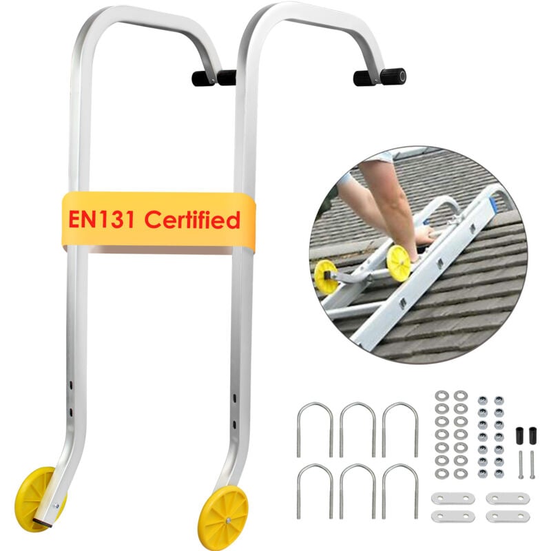 Todeco - Crochet de Toit pour Echelle Certifiée EN131, Adaptateur de Toit pour Échelle, Crochets de faîtage 0,93 mètre, Charge maximale: 150 kg