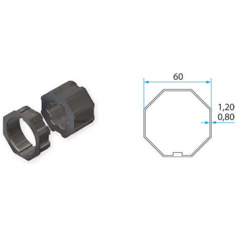 Adaptateur de tube octogonal 60 Tm45 pour Faac Automation A45050510s 132250