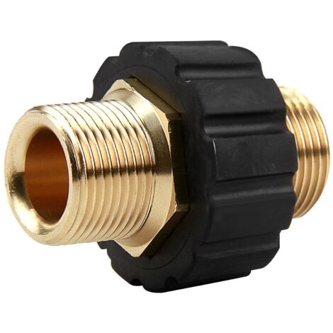 Adaptateur de Tuyau à Raccord Rapide Double Mâle M22 x 1,5 pour Nettoyeur Haute Pression, Compatible avec HD & HDs, Diamètre Intérieur 14 mm – Connecteur en Laiton Durable