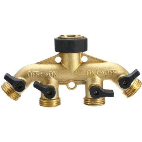 adaptateur de tuyau avec 4 vannes adaptateur de tuyau robinet à boisseau sphérique connecteur de vanne de robinet d'eau (4 voies), Répartiteur de tuyau en laiton,, Séparateur de tuyau Adaptateur H678