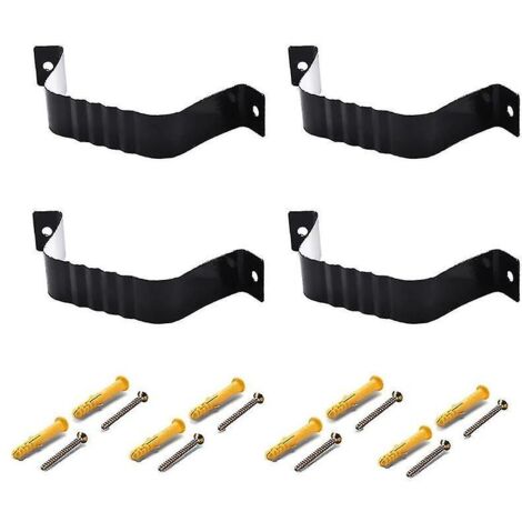 Adaptateur de tuyau de descente Sangle de tuyau de descente de gouttière 3x4 Sangle de guidage 3x4 (paquet de 4) (noir)