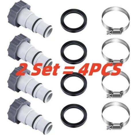 Adaptateur de Tuyau de Piscine - A - 2SET-32 à 38mm - Collier Inclus - Raccordement Fileté - Piscines Hors Sol