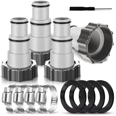 Adaptateur de Tuyau de Piscine A, 4 Pièces Adaptateur de Tuyau de Rechange Adaptateur Tuyau pour Pompe Raccord pour Tuyau de Piscine avec Filetage Intérieur- 32/38 mm(4)