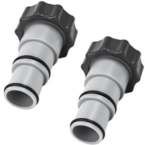 Adaptateur de tuyau de rechange Intex pour pompe avec filetage - Pour tuyau de 1,5 et 1,25" - Série A 25077RP 8" Gris Lot de 2