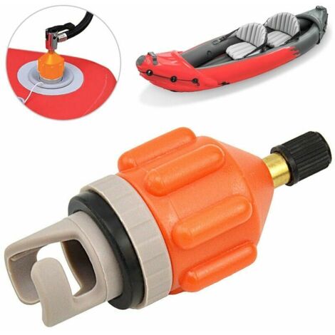 Adaptateur de valve de gonflage pour kayaks et planches de surf Piscine Jardin - Orange Gris,
