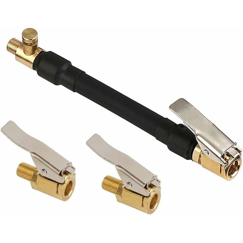 Adaptateur de Valve de Pneu de Voiture, Tuyau Pompe Gonflage Pneu avec 2 Embout de Gonflage Laiton, Raccord de Valve de Gonflage pour Voiture, Vélo,