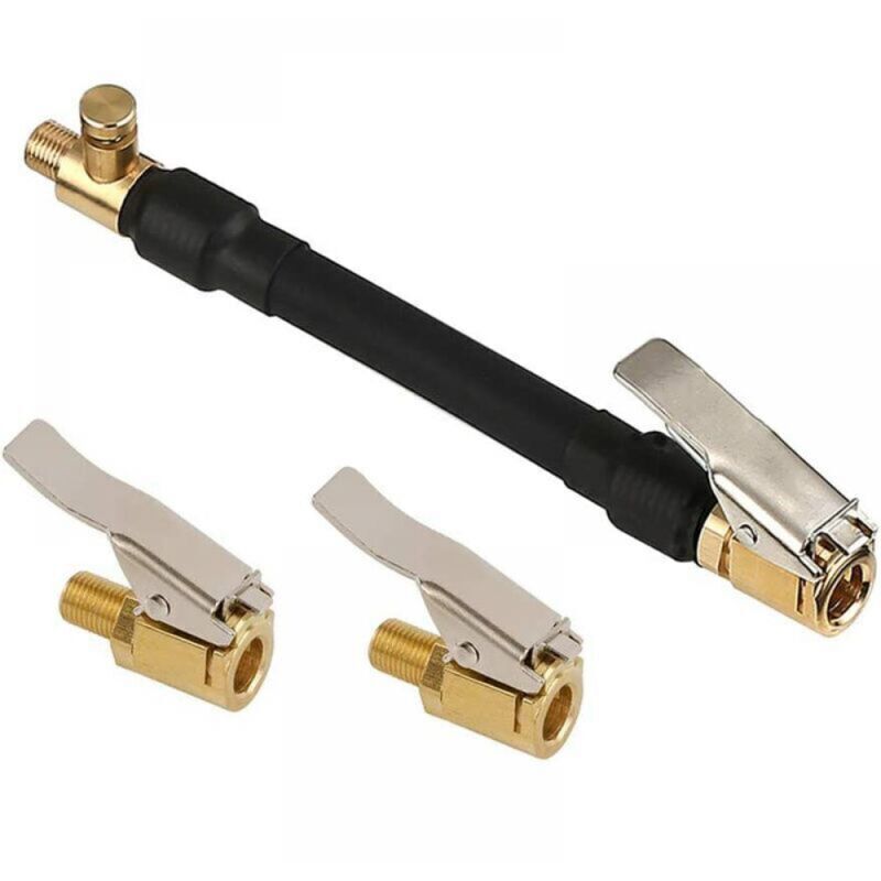 Adaptateur de Valve de Pneu de Voiture, Tuyau Pompe Gonflage Pneu avec 2 Embout de Gonflage Laiton, Raccord de Valve de Gonflage pour Voiture, Vélo,