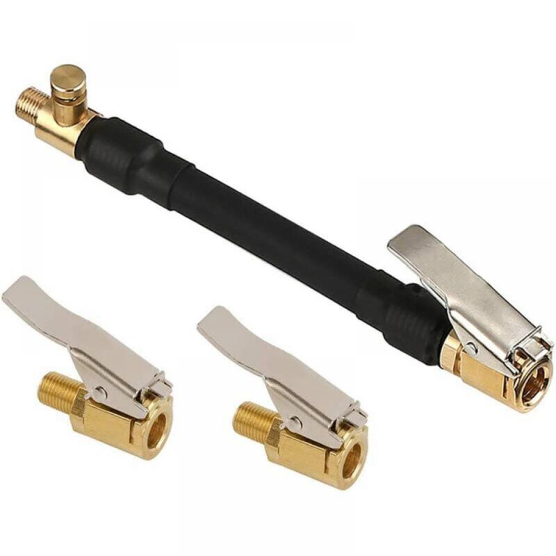 Adaptateur de Valve de Pneu de Voiture, Tuyau Pompe Gonflage Pneu avec 2 Embout de Gonflage Laiton, Raccord de Valve de Gonflage pour Voiture, Vélo,