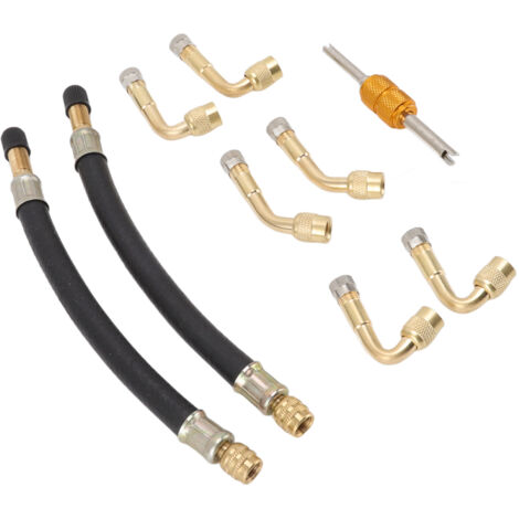 Adaptateur de valve de pneu flexible avec rallonge de valve à 45°, 90° et 135° pour voiture, camion, camping-car, remorque et caravane.
