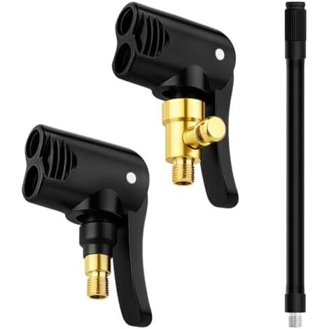 Adaptateur de Valve Pneu Voiture, 2 Pièces Embout Gonflage Vélo avec Tuyaux, Raccord Gonflage, pour Voitures, Vélos, Motos, Gonfleurs Pneus -