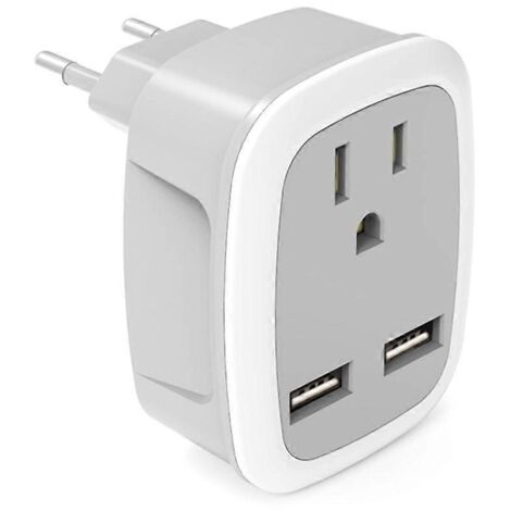 Adaptateur de Voyage 3 en 1 avec 2 Ports USB - Convertisseur US vers Europe Italie Suisse - Prise Universelle