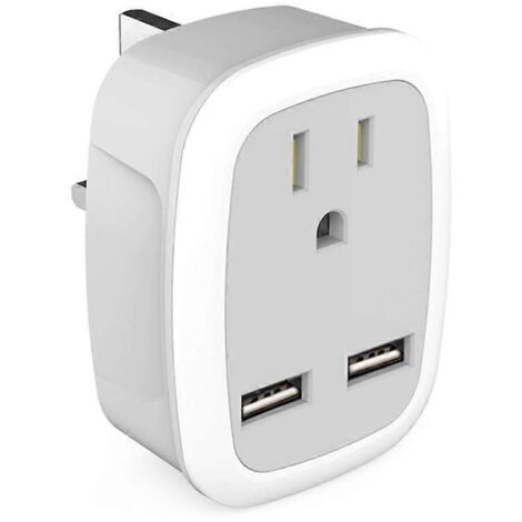 Adaptateur de Voyage 3 en 1 avec 2 Ports USB, Prises US UE Italie Suisse, Convertisseur US vers UK