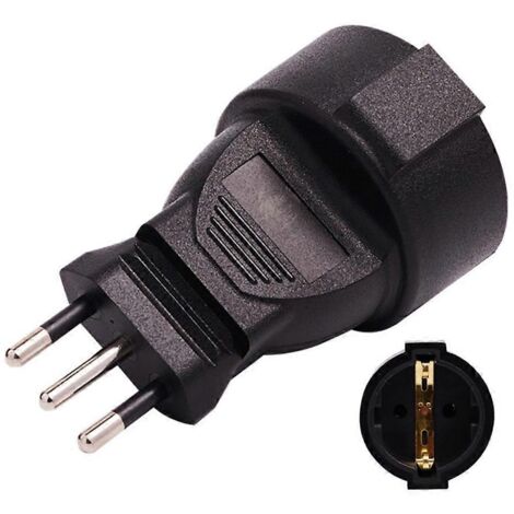 Adaptateur de Voyage Italie vers UE, Prise 3 Broches à 2 Broches Ronde, Convertisseur de Connecteur