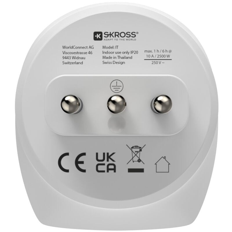 Adaptateur de voyage type l, 3 pôles, pour l'italie Hama