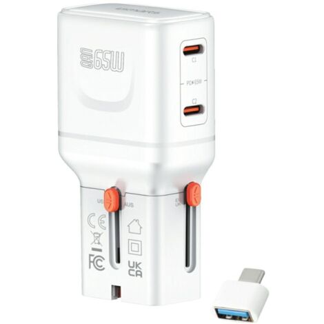Adaptateur de voyage universel 4smarts Nomad Pocket 65W Blanc