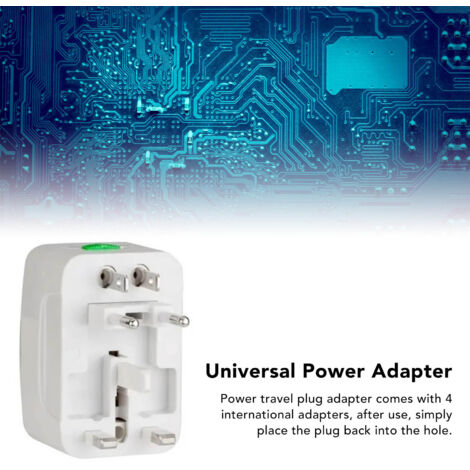 Adaptateur de Voyage Universel Portable avec 4 Prises Internationales, Surge Protector, ABS, Aluminium Alloy, pour Téléphone et Camera