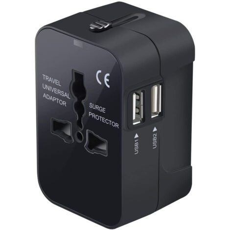 Adaptateur De Voyage Universel - Prises USA EU UK AUS - 2 Ports USB - 100-240 V - Pour Ordinateur Portable Et Téléphone Mobile - 1 Pièce