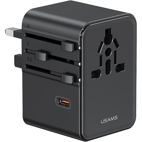Adaptateur de voyage USAMS 70 W 3 x USB-C noir