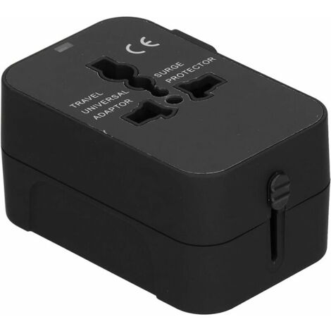 Adaptateur de Voyage USB, Prise de convertisseur de Puissance Portable de Charge Intelligent pour convertisseur de Prise de Voyage pour ménage(Le Noir)
