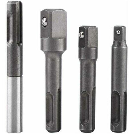 Adaptateur d'extension de douille hexagonale, embout de douille SDS Plus à 1/4"et embout de foret carré 1/4" 3/8"1/2" en acier inoxydable et en acier au chrome-vanadium