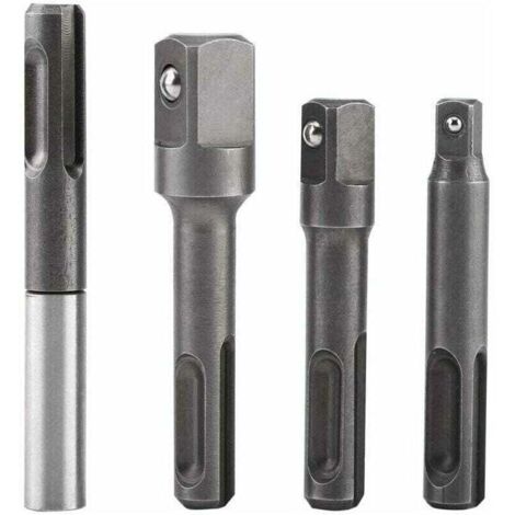 Adaptateur d'extension de douille hexagonale, embout de douille SDS Plus à 1/4"et embout de foret carré 1/4" 3/8"1/2" en acier inoxydable et en acier au chrome-vanadium