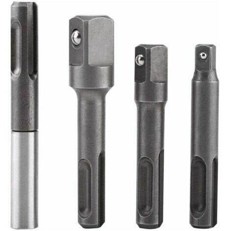 Adaptateur d'extension de douille hexagonale, embout de douille SDS Plus à 1/4"et embout de foret carré 1/4" 3/8"1/2" en acier inoxydable et en acier au chrome-vanadium