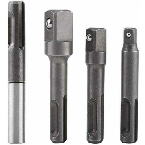 Adaptateur d'extension de douille hexagonale, embout de douille SDS Plus à 1/4"et embout de foret carré 1/4" 3/8"1/2" en acier inoxydable et en acier au chrome-vanadium