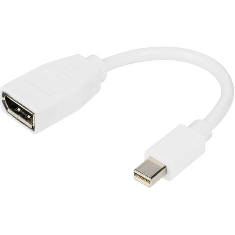 Adaptateur Digitus Fiche mâle DisplayPort, Fiche mâle Mini DisplayPort 0.15 m blanc DB-340405-001-W Câble DisplayPort S566882