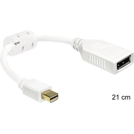 Adaptateur DisplayPort Delock 0403315 [1x Mini port Display mâle - 1x DisplayPort femelle] blanc avec noyau en ferrite Y06042