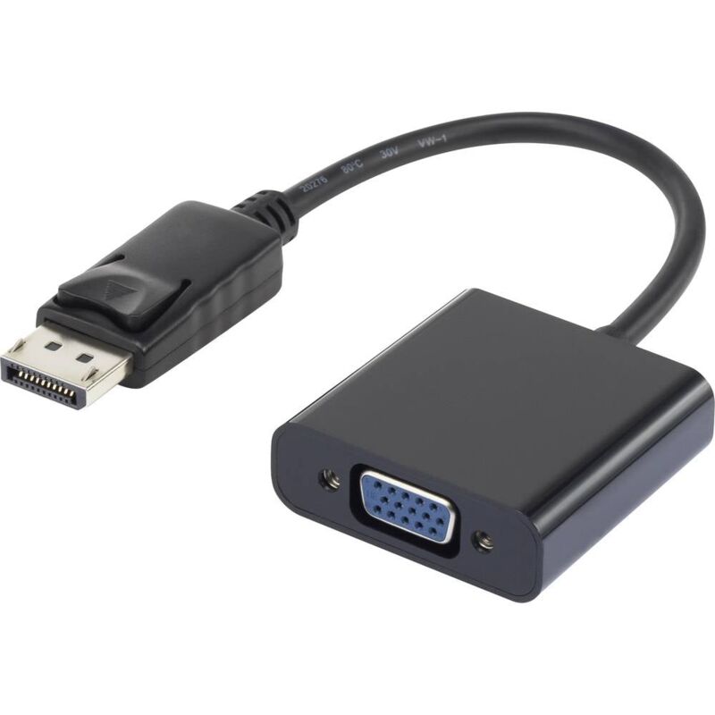 Adaptateur DisplayPort, vga Renkforce RF-4212174 [1x DisplayPort mâle - 1x vga femelle] 12.00 cm noir contacts dorés