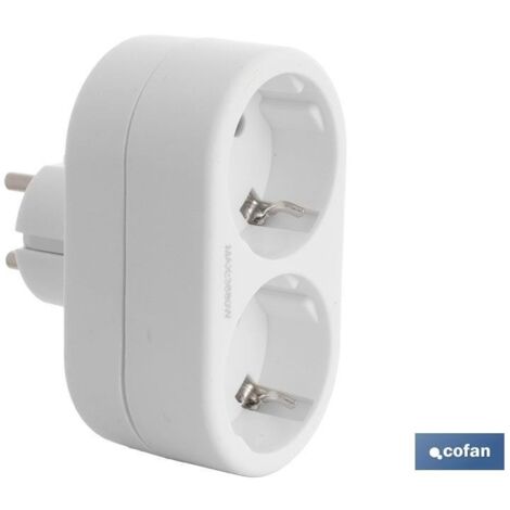 Adaptateur double Frontal Schuko Couleur Blanche 16 A - 250 V