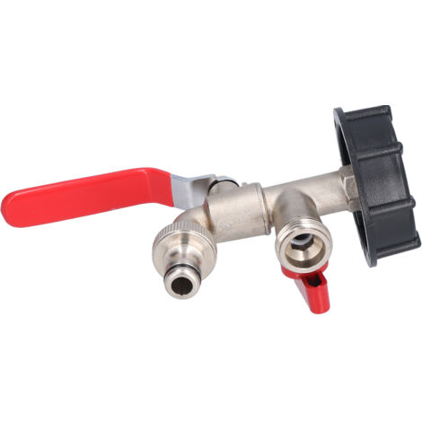 Adaptateur Double Laiton pour Récipient IBC, Raccord de Vidange pour Robinet et Tuyau - Connexion Double avec Sortie Unique
