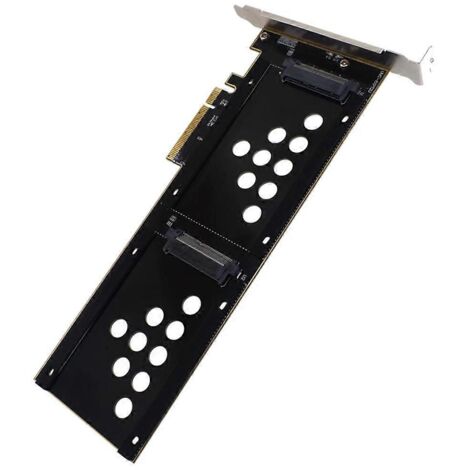Adaptateur double port U.2 vers PCIe 8X pour disque dur, compatible avec les cartes d'extension SSD 8 et 16 emplacements.