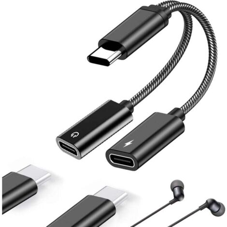 Adaptateur Double USB C Jack Casque et Chargeur, 2 en 1 Type C Audio Charge, Double Prise Jack de Type C Compatible avec Samsung Galaxy S23/S22/S21/Ultra Note20/Pixel/Huawei