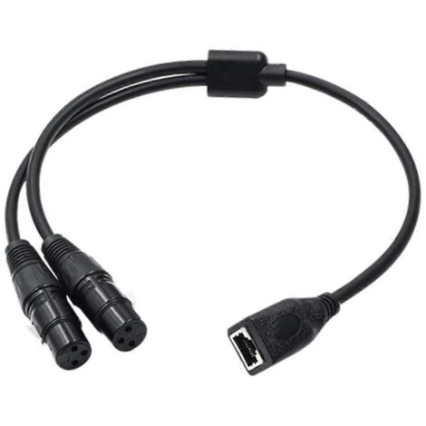 adaptateur double XLR femelle 3 broches vers RJ45, câble DMX RJ45 vers double XLR