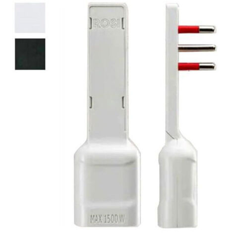 Adaptateur droit 10A 2P+T blanc. ultra-plat rose